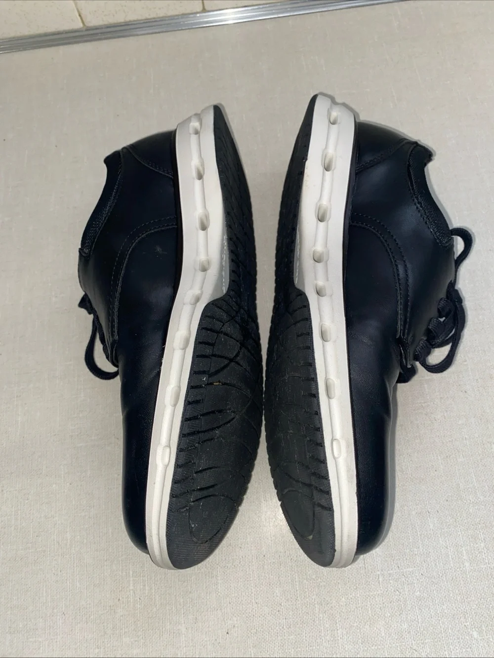 Land's End Sport Oxford Men's 8 Black Faux Leather Comfort Casual Dress Shoes
